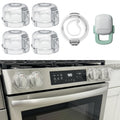 Stove Knob Covers for Child Safety - 5+1 Pack Upgraded Double-Key Design, Universal Fit Gas Oven Knob Locks, Heat-Resistant Clear View Baby Proof Covers for Kids and Pets (White)