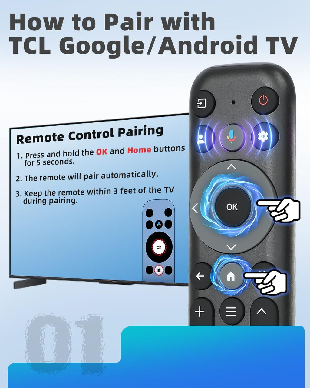 Voice Remote Replacement Compatible with TCL Google TV Remote, for QM8 QM7 Q7 Q6 Q5 S5 S4 S3 Series 4K UHD HDR LED QLED QD-Mini LED Full-HD Smart TVs (Not Applicable to Roku TVs)
