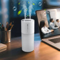 Dual-spray 400ml Mini Humidifier for Desk - Portable Rechargeable Personal Desktop Humidifiers for Office Car Travel Plants Bedroom Baby, Auto Shut-Off, 2 Mist Modes, Super Quiet, White