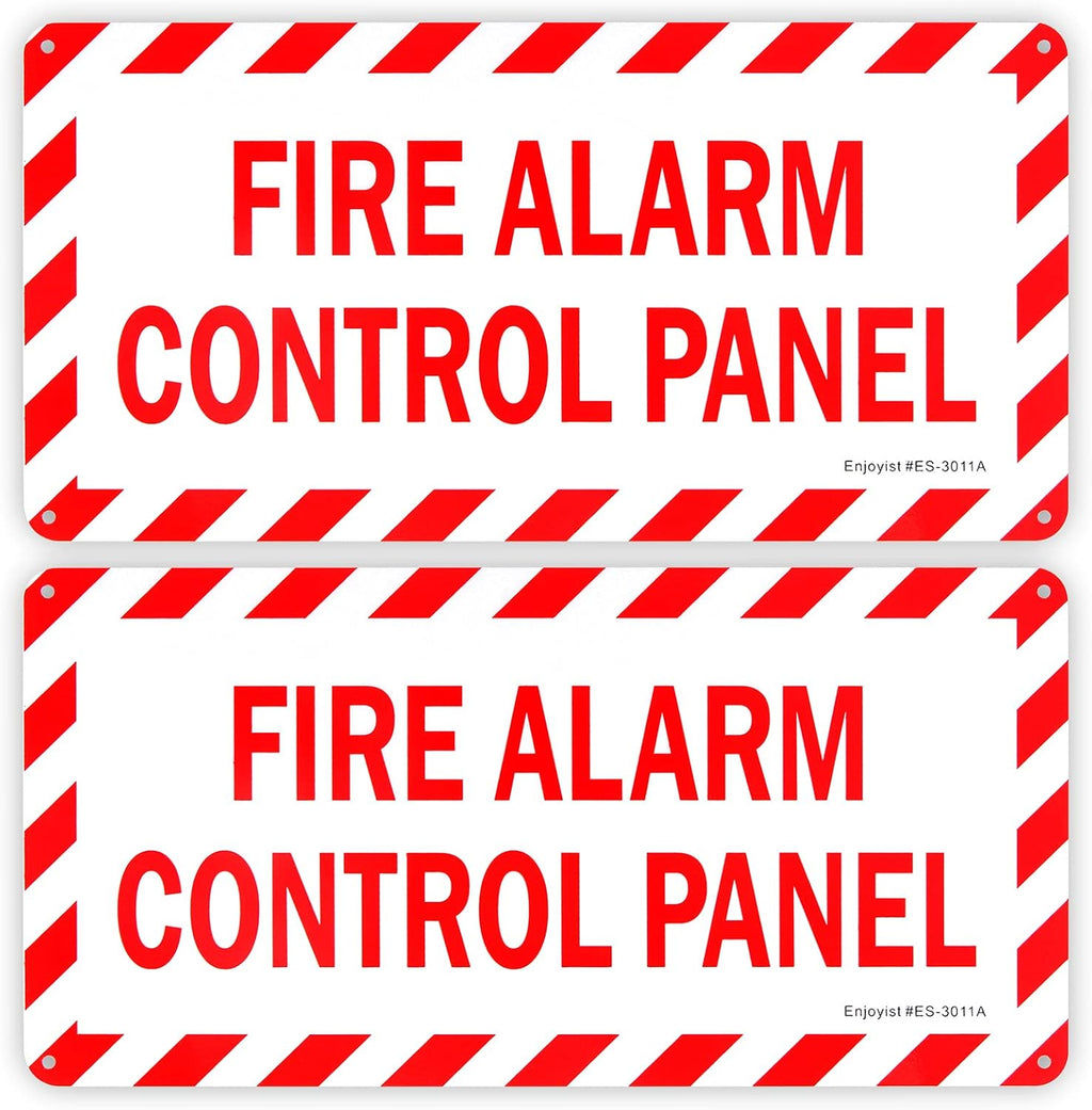 2-Pack Fire Alarm Control Panel Sign， 12"x 6" .04" Aluminum Reflective Sign Rust Free Aluminum-UV Protected and Weatherproof