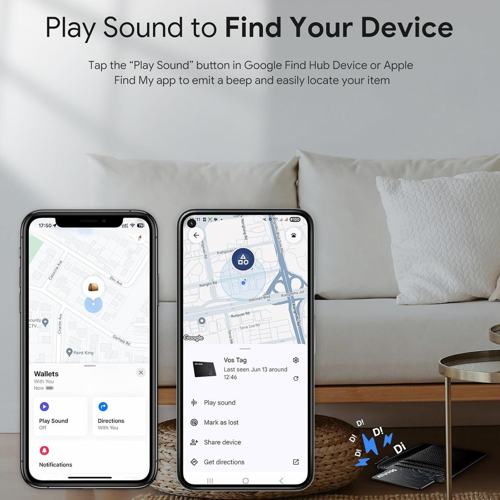 ATUVOS Dual-System Air Card Tag 1 Pack, Rechargeable Wallet Tracker Compatible with Android Google Find Hub or iOS Apple Find My APP, Smart Item Finder Locator for Wallet/Luggage/Passport