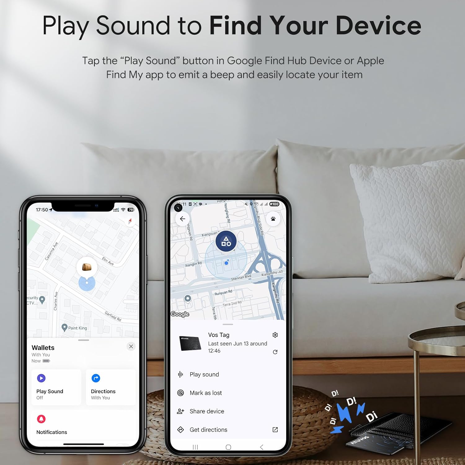 ATUVOS Dual-System Air Card Tag 1 Pack, Rechargeable Wallet Tracker Compatible with Android Google Find Hub or iOS Apple Find My APP, Smart Item Finder Locator for Wallet/Luggage/Passport