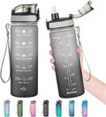 Enerbone Water Bottle, Leakproof BPA & Toxic Free, Motivational Water Bottle with Times to Drink and Straw, Fitness Sports Water Bottle with Strap for Office, Gym, Outdoor Sports