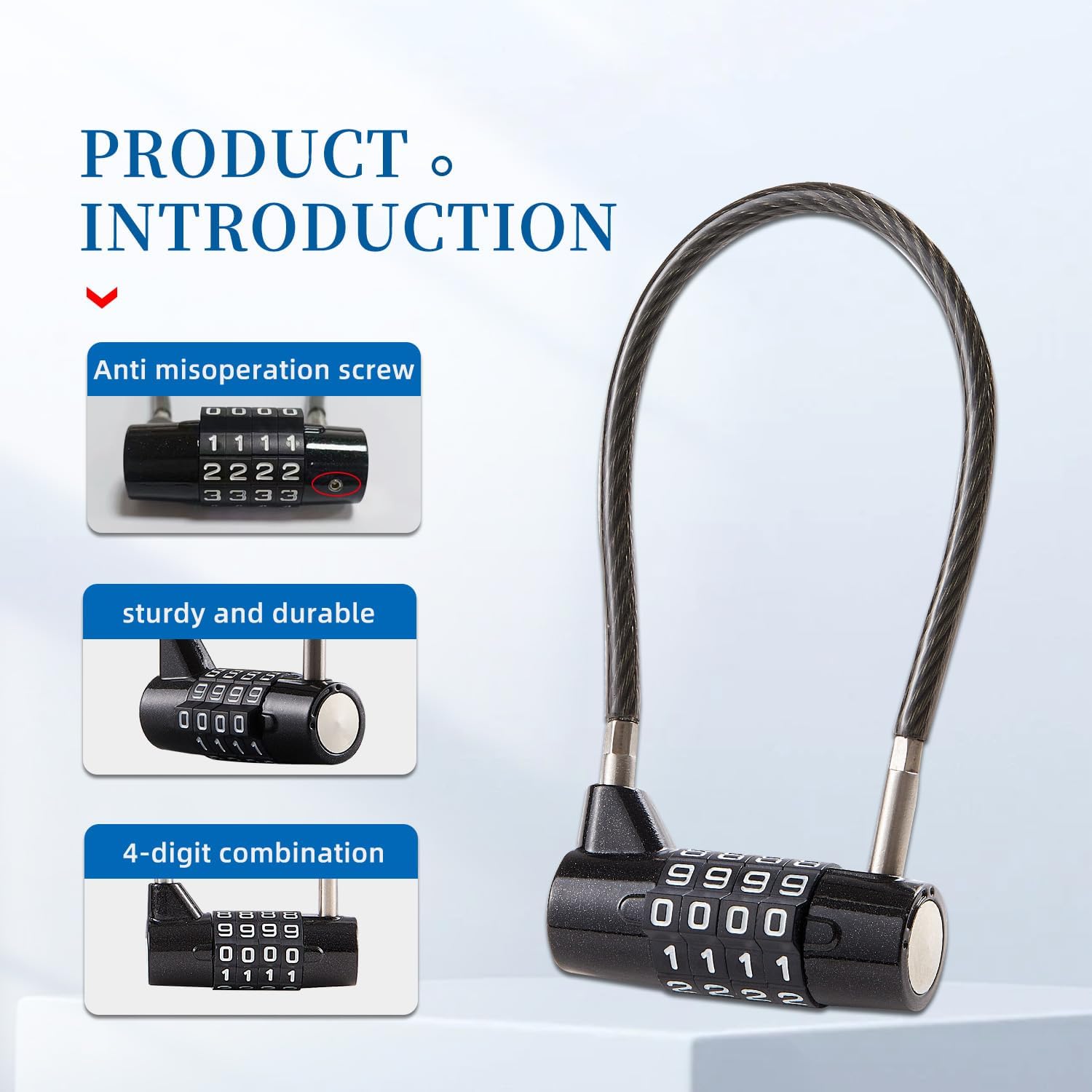 Combination Lock Cable Lock with 4 Digits Cabinet Lock with 3.5" Cable Length Twist 3.5" Length Durable Cable Ideal for lockers, Gym, Toolbox, Case Small Size Short Cable (3.5")