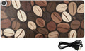 Heated Desk Pad Mouse Pad 31.5x13 Inch PU Leather Desk Mat with 3 Heat Levels Large Mouse Gaming Computer Laptop Mat Brown Vintage Coffee Beans
