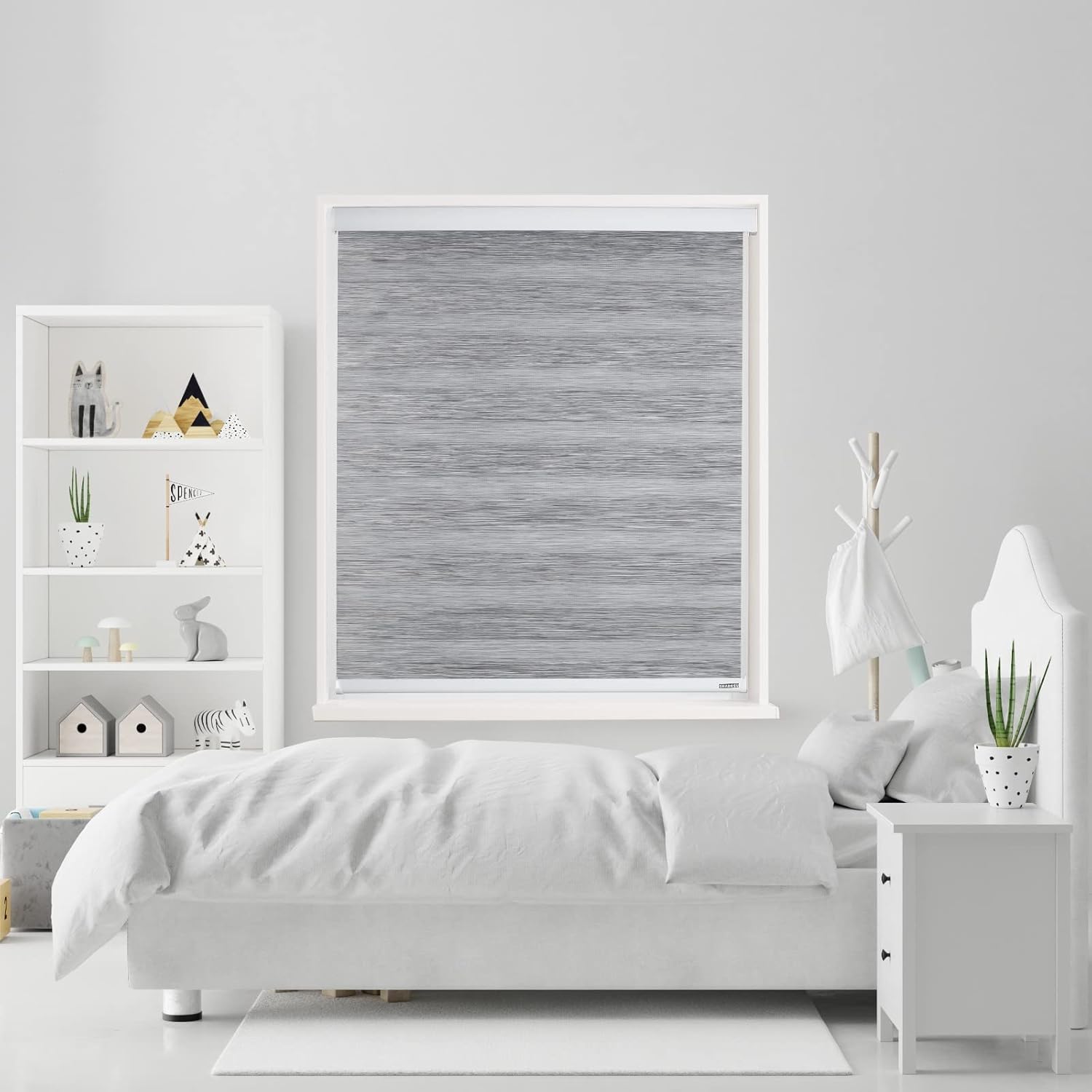 Shadesu Custom Cut Size Cordless Zebra Blinds for Windows (Grey Color) (Maximum Height 72") (Width 79")