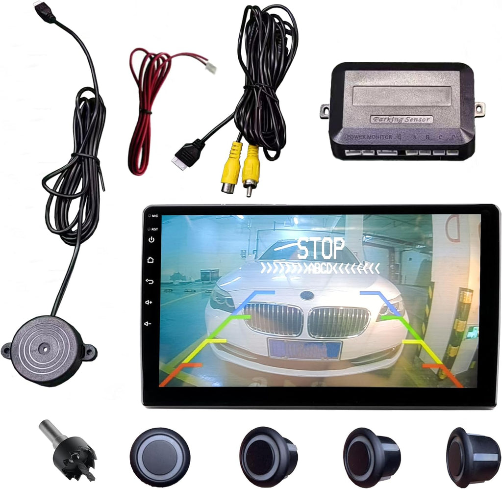 LCD Parking Sensor Kit - Displays Data on Original Screen, Easy Rear Installation, Compatible with All Camera Formats (AHD, CVBS), 18 Probe Colors to Match Any Vehicle