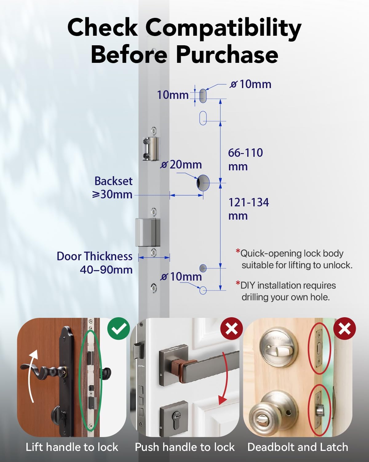 Deadbolt Smart Door Lock Fingerprint Door Lock with Keypad，Smart Lock for Front Door Children Proof IC Card,40–90mm Multipoint Locks (Not Suitable Point Mortise Lock)（Apollo Black）