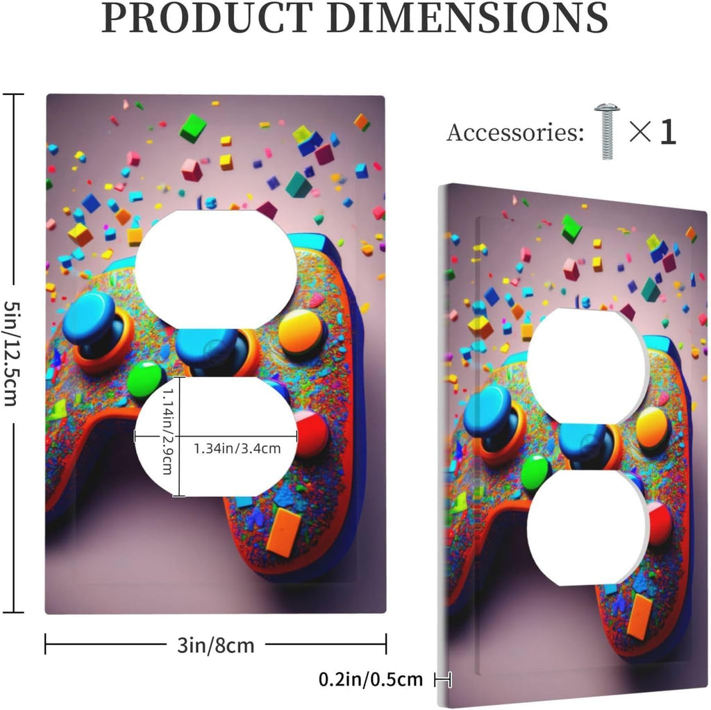 Videos Game Controller Duplex Outlet Decorative Light Switch Covers Electrical Faceplate Switchplates for Bathroom Kitchen Home