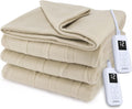 Sunbeam Royal Ultra Fleece Heated Electric Blanket King Size, 90" x 100", 12 Heat Settings, 12-Hour Auto Shut-Off, Machine Washable, Pebble Beige