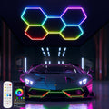 RGB Hexagon Garage Lights 240W - 356 Colors Mode w/Music Sync, 24 Pack Bright LED Honeycomb Panels for Garage, Barber, Home Theater, Game Room & Man Cave