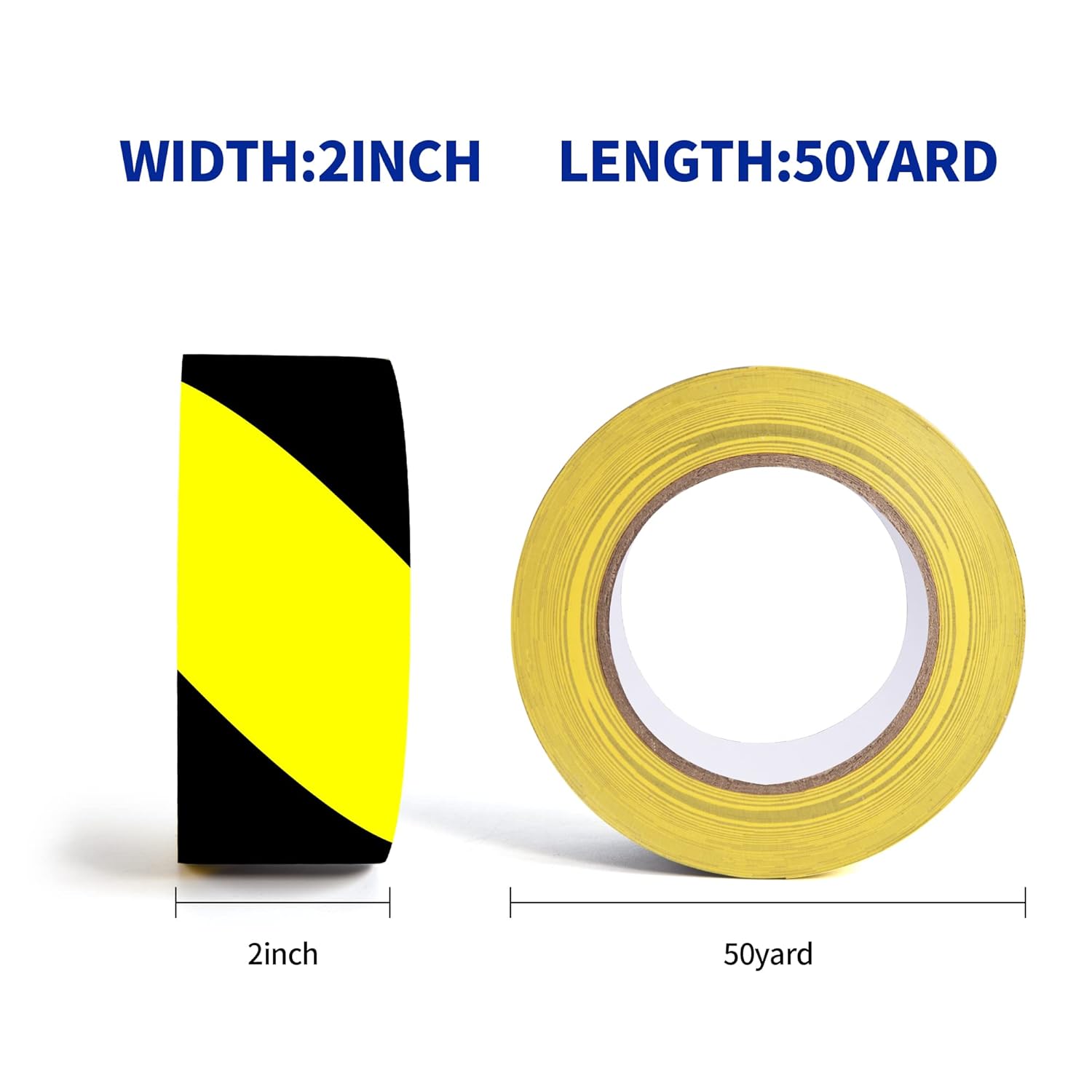 TAPEBEAR Hazard Caution Tape, 2inch x 150 Feet(50yds) Self Adhesive Warning Tape for Steps, High Visibility Yellow Black Tape for Halloween Outdoor Construction Warning, Danger Zone