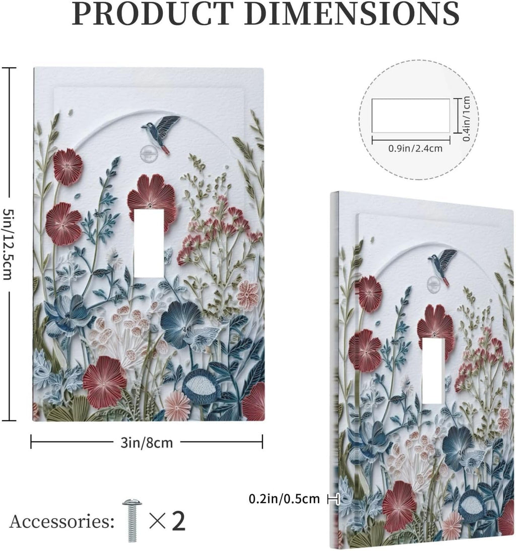 Wildflowers Flowers Floral Plants 1 Gang Single Toggle Wall Plate Cover Decorative Light Switch Covers Electrical Faceplate Switch Plates for Bathroom Kitchen Home