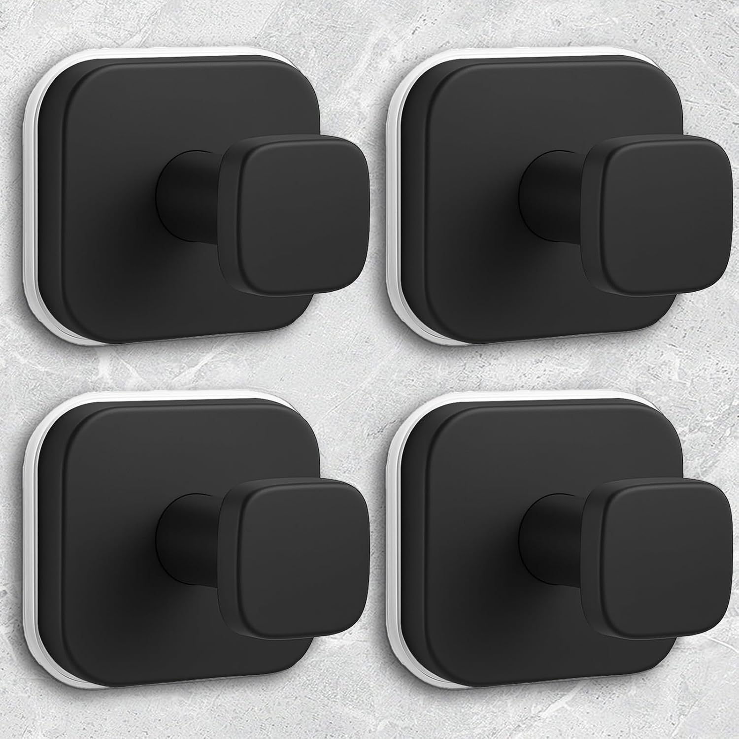 Shower Hooks for Inside Shower,Reusable Suction Cup Hooks for Glass Window,Mirror,Removable Towel Hooks for Bathroom,4 Pack(Black)