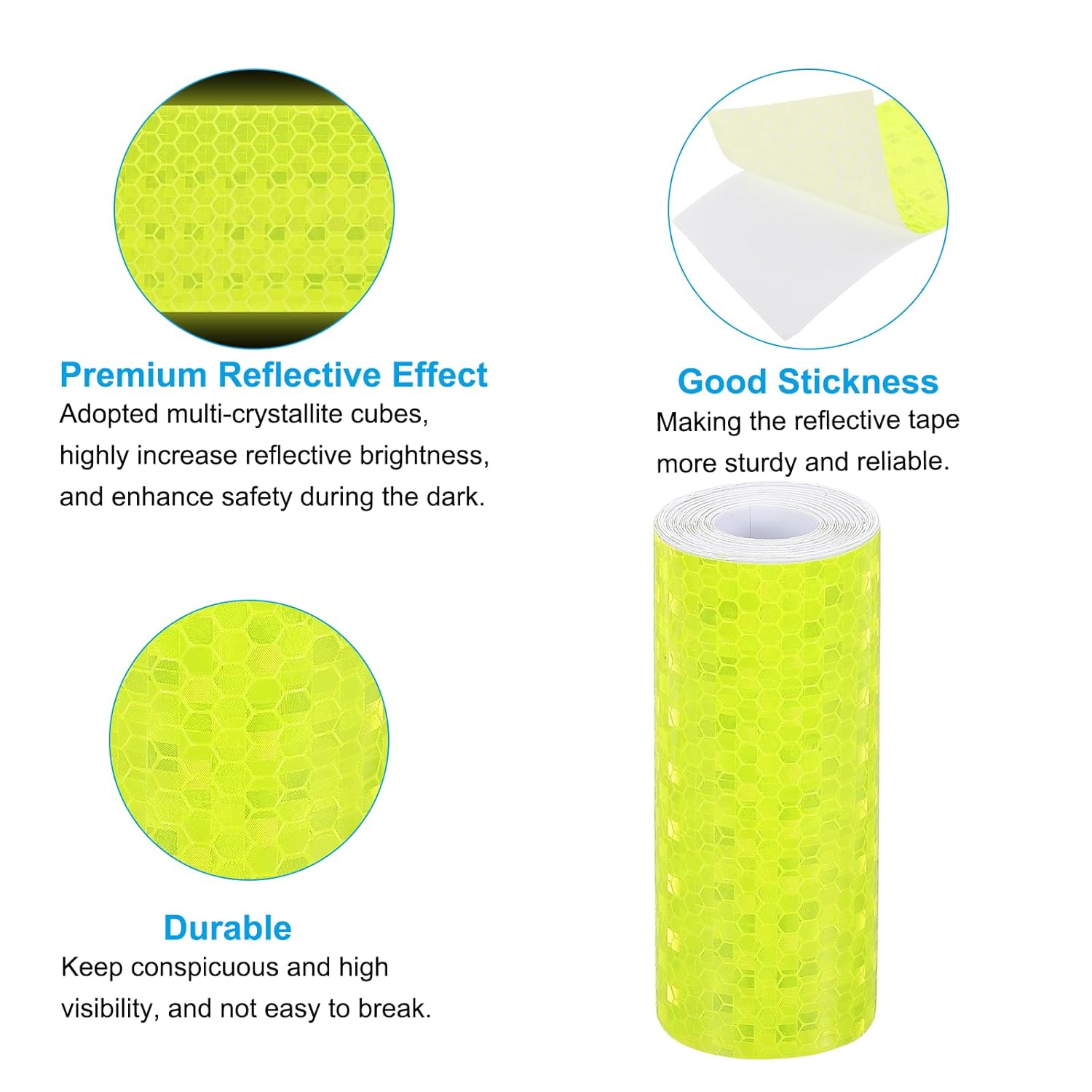 PATIKIL 4 Inch x 10 ft Reflective Tape, 1 Roll Waterproof Self Adhesive High Visibility Caution Warning Safety Tape Reflector with Scraper for Trucks Trailers Cars, Bright Yellow