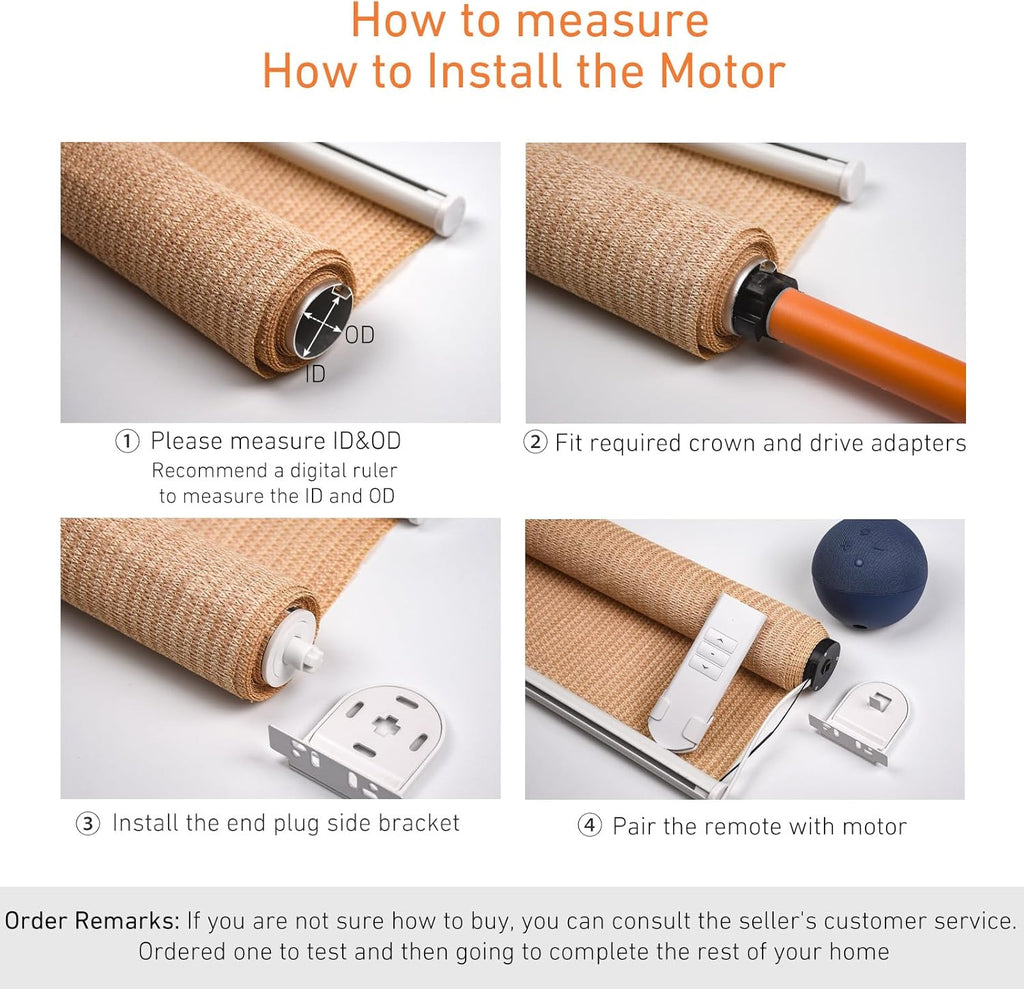 Tuya WiFi Smart Roller Shade Motor for 1.5" (38mm) Tubes – Compatible with Alexa & Google Home – App/Timer Control – No Hub Needed – DIY Electric Motor for Roller Blinds & Shades