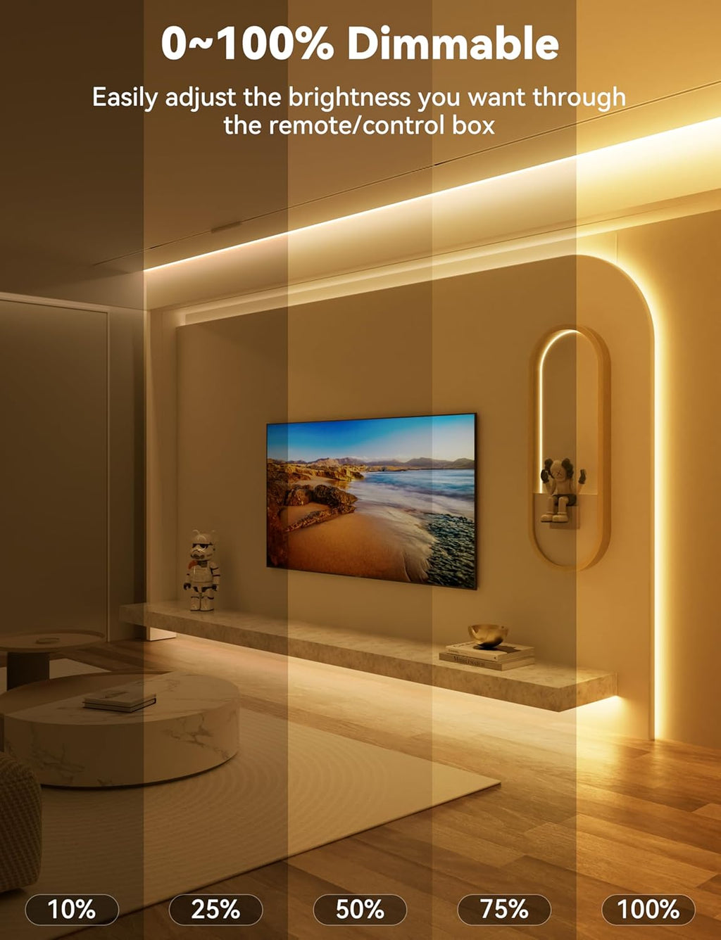 PAUTIX COB LED Strip Light,LED Lights 16.4ft,UL Listed Warm White 2700K Dotless Strip Lights,CRI93+ Super Bright Dimmable 24V Flexible Tape Light with RF Remote,for Cabinets,Kitchen Office Lighting