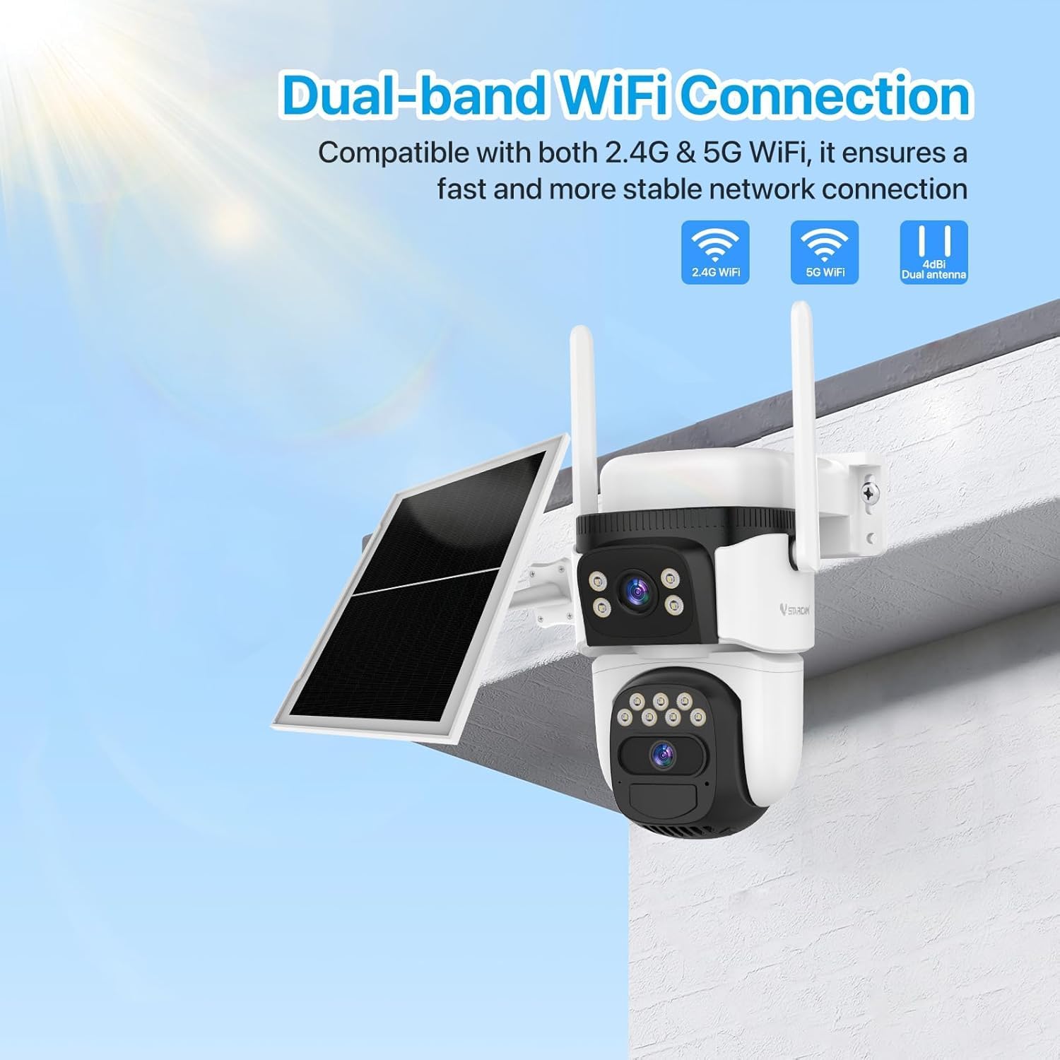 VSTARCAM 2K Dual Lens Security Camera Outdoor WiFi Camera for Home Security Home Survaillance Outdoor, 2.4G WiFi PTZ 2-Way Audio Auto Tracking Night Vision 360° View Cloud/SD Storage IP66 Weatherproof