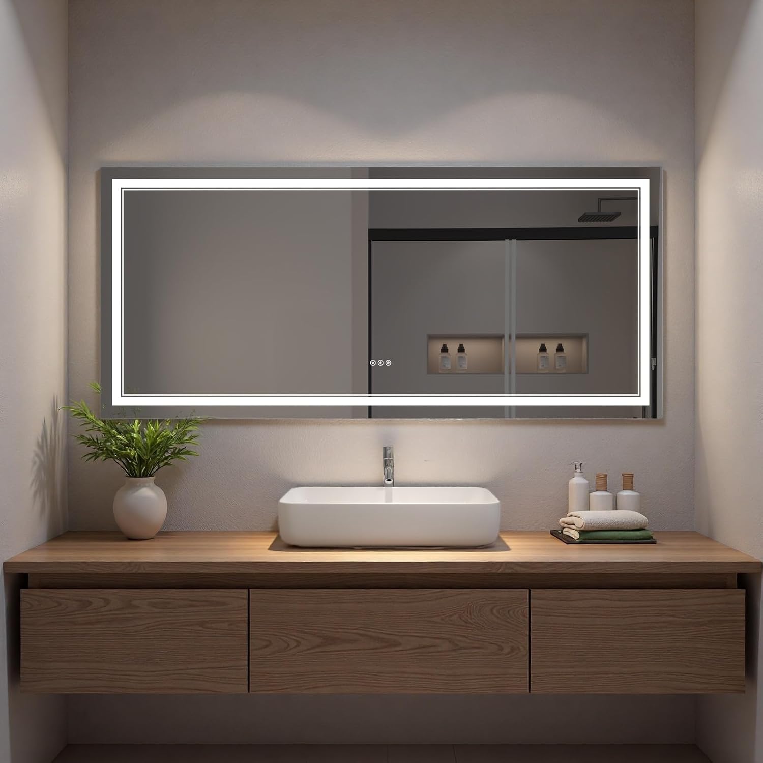 LED Bathroom Mirror with Lights, Wall Mirrors