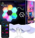 Smart Hexagon Lights DIY Hexagon Led Light App & Remote Controlled & Music Sync Features USB & Type C Modern RGB Wall Panels for Living & Gaming Decor (6Pack)