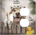 Funny Dog Rustic Farmhouse Wooden Fence Labrador Wallplates 1 Toggle 1 Duplex Switch Plate Electrical Gfci Faceplate Decorative Light Switch Covers For Kids Room Bathroom Decor