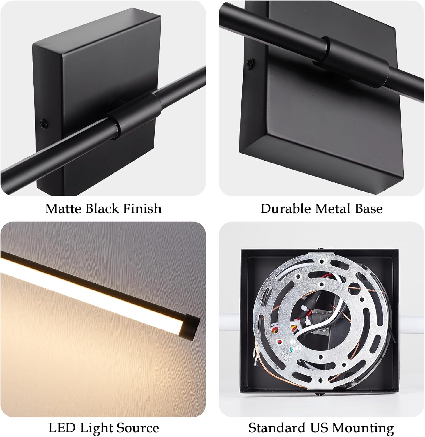 LED Wall Sconces with Remote Control, 5 Colors 3000K-6500K & Dimmable, Hardwire Wall Light with Timer & Night Light, LED Black Wall Lamps for Living Room, Bedroom, 27.55 Inch