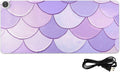 Heated Desk Pad Mouse Pad 31.5x13 Inch PU Leather Desk Mat with 3 Heat Levels Large Mouse Gaming Computer Laptop Mat Light Purple Fish Scales