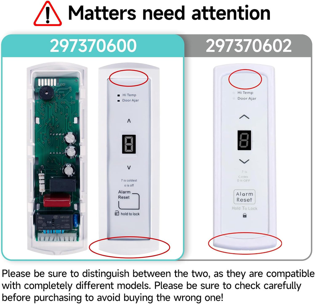 Upgraded 297370600 Freezer User Control Display Board Assembly Compatible with Frigidaire & Crosley -Replaces 297241800, 297366100, 297345500, 2020880, PS3502428 Refrigerator Electronic Control Board