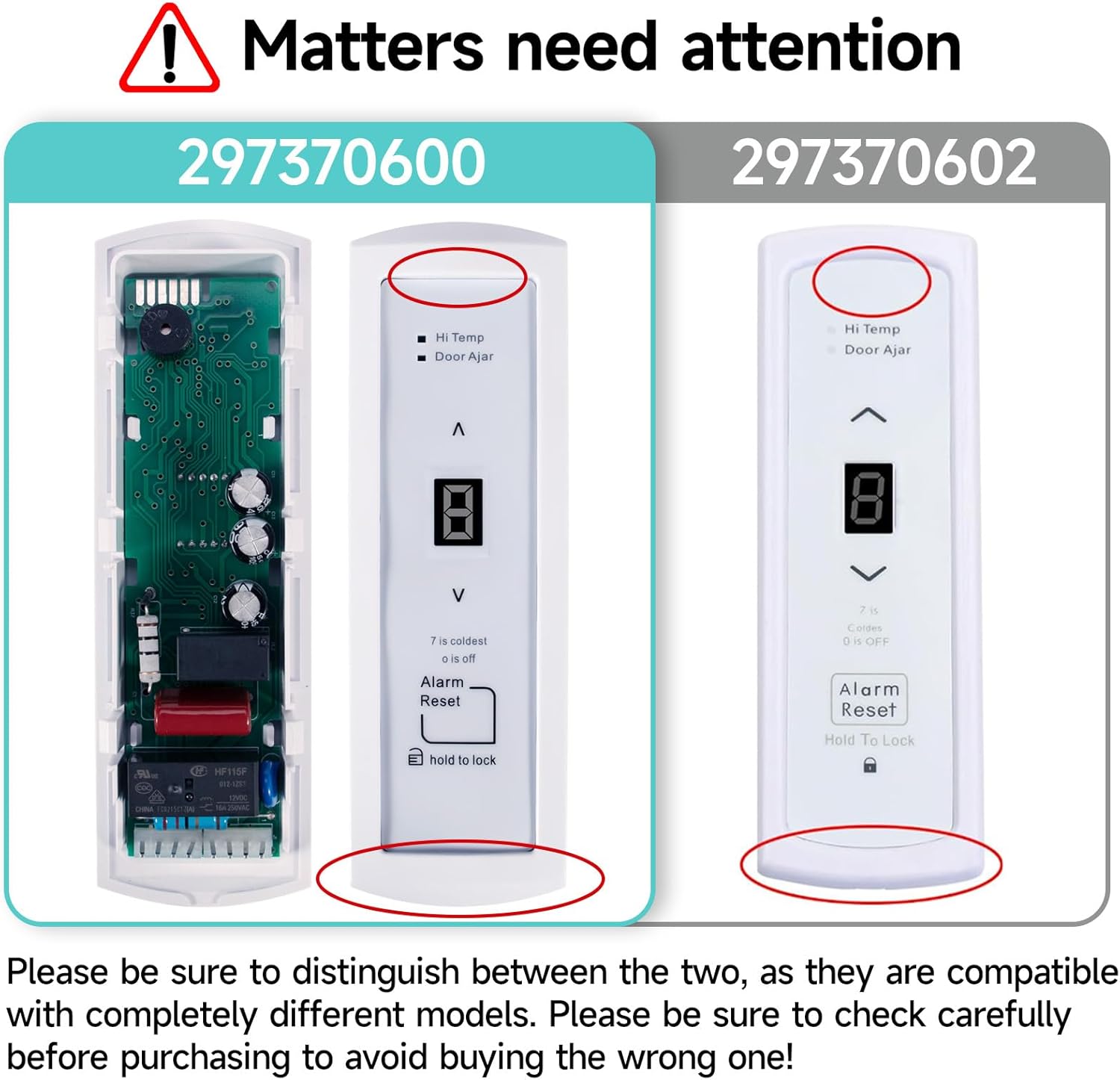 Upgraded 297370600 Freezer User Control Display Board Assembly Compatible with Frigidaire & Crosley -Replaces 297241800, 297366100, 297345500, 2020880, PS3502428 Refrigerator Electronic Control Board