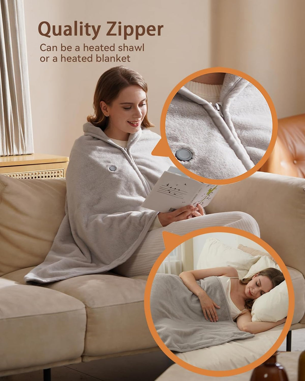 Rechargeable Warming Blanket with Battery Pack, Cordless Heated Throw for Home, Office, Car & Travel — Portable Wearable Shawl Design, Soft Cozy Fabric, Fast Heat Technology for People Who Always Cold
