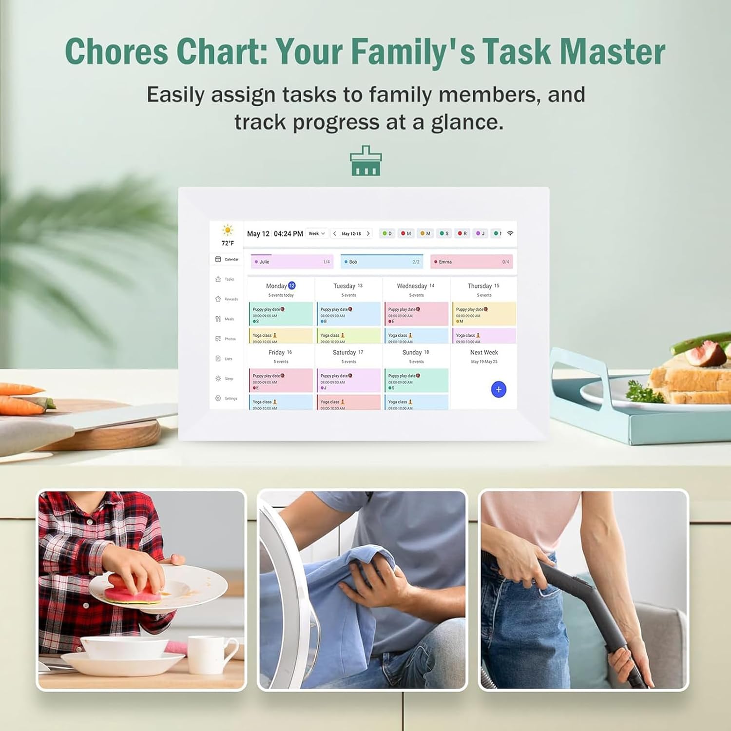 Zyyini 10.1 Inch WiFi Digital Calendar, Smart Family Planner with Touchscreen Display and Mobile Digital Calendar Wall Planner 32GB Memory for Home Scheduling and Chore Tracking (#3)