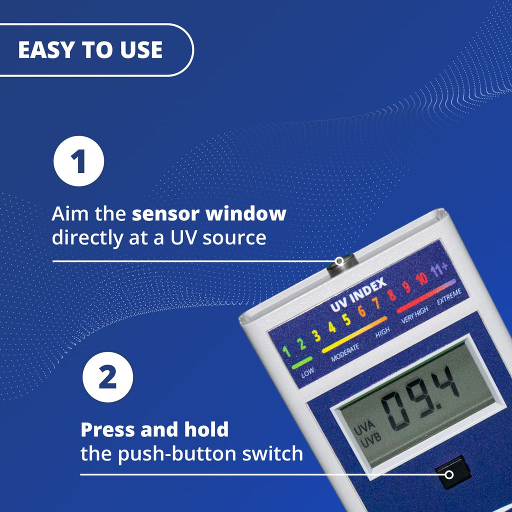Solarmeter Model 6.5 UV Index Meter, Handheld Digital Radiometer for Measuring Ultraviolet Light, Measures 280-400 nm with Range from 0-199.9 UV Index, Made in USA