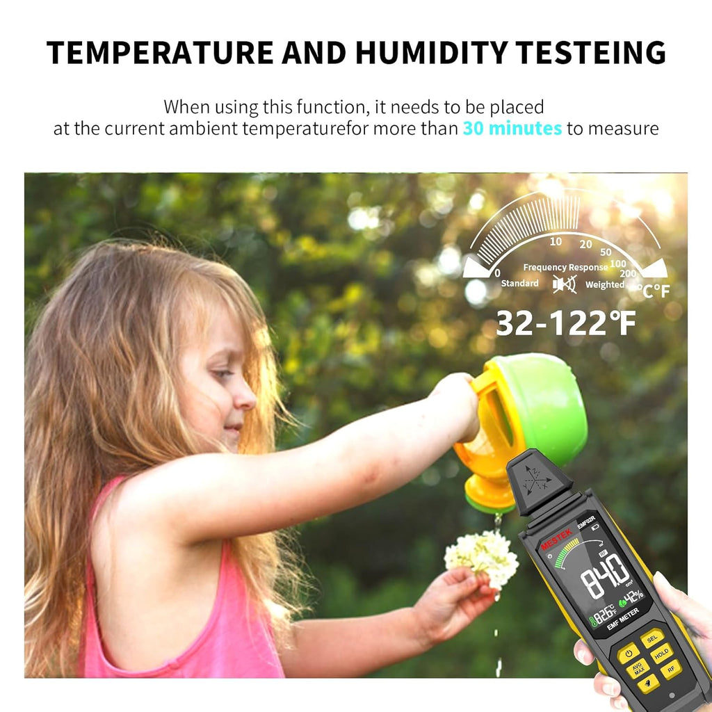 EMF Detector, MESTEK 5 in 1 EMF Meter Radiation Detector, Electric Field, Radio Frequency Field Temperature, Magnetic Field Strength Meter, Rechargeable EMF Reader Home EMF Detection and Ghost Hunting