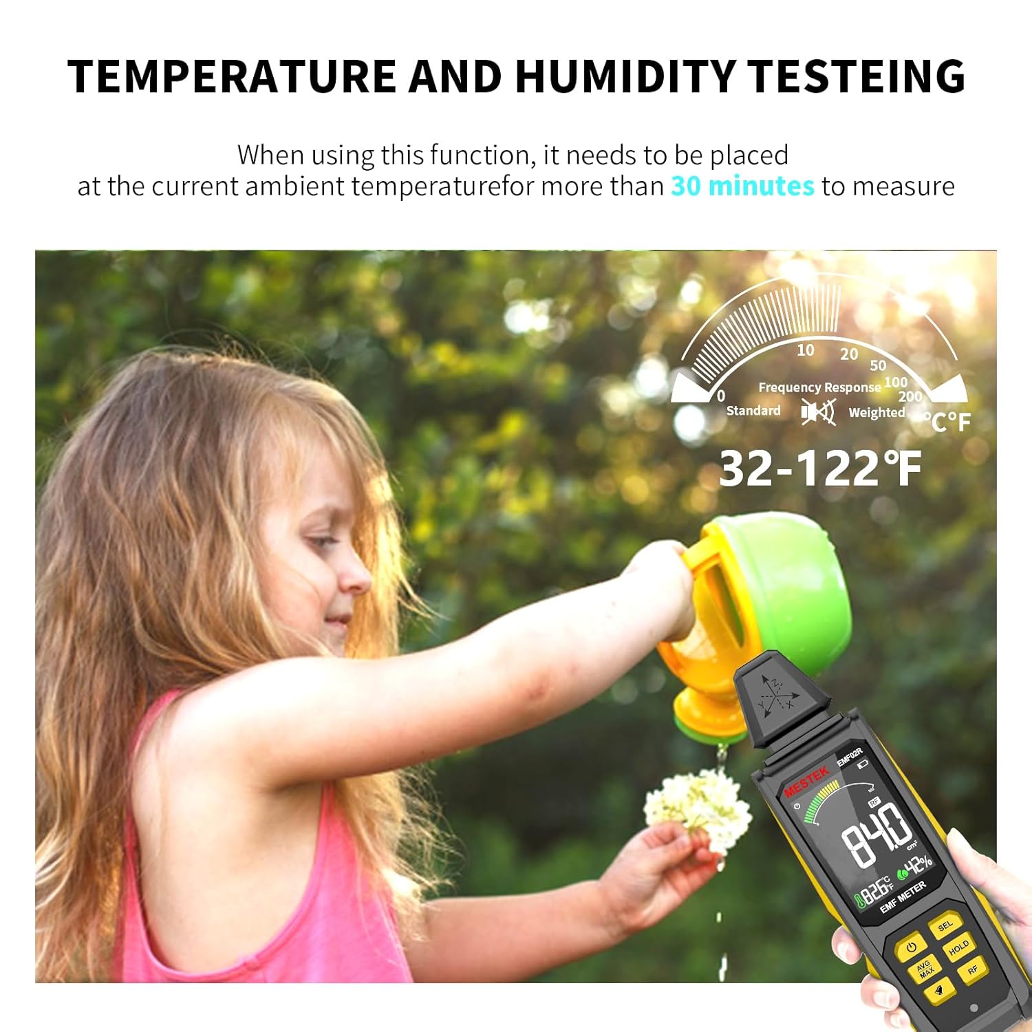 EMF Detector, MESTEK 5 in 1 EMF Meter Radiation Detector, Electric Field, Radio Frequency Field Temperature, Magnetic Field Strength Meter, Rechargeable EMF Reader Home EMF Detection and Ghost Hunting