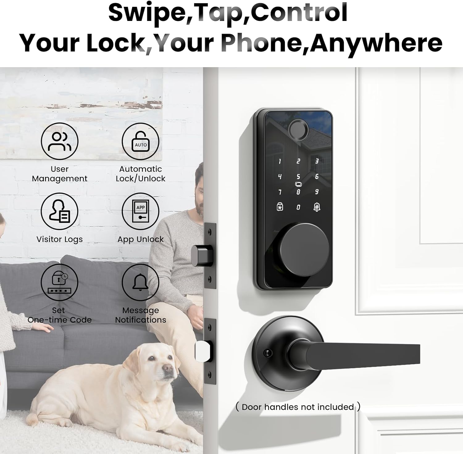 Keyless Entry Door Lock, Biquole Smart Lock with App Control, Fingerprint Door Lock, Electronic Keypad Deadbolt, Auto & One Touch Lock | Digital Smart Door Locks | Easy Installation | IP54 Waterproof