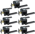 Privacy Door Lever, Heavy Duty Bathroom Bedroom Handle Lock, Keyless Interior Knobs, Matte Black, Reversible for Right&Left Handed, 7Packs