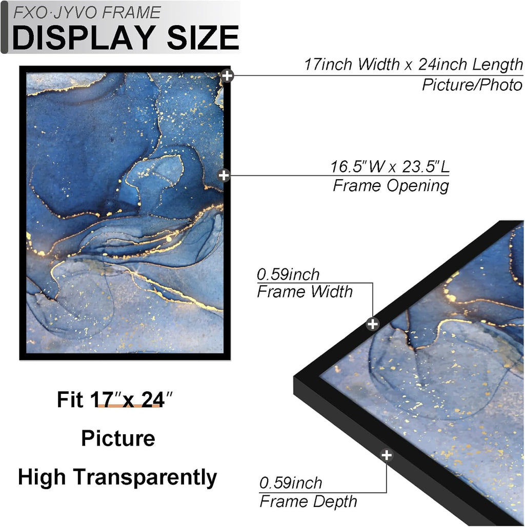 17x24 Picture Frame, Black Frame for 17 x 24 Inch Picture Poster Photo, Light Weight and High Transparent 17 by 24 Frame for Wall - 1 Pack/Black/17 x24