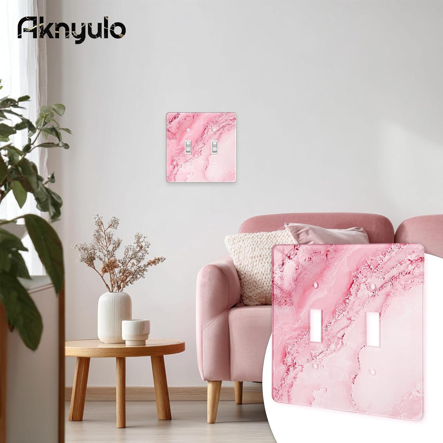 Abstract Pink Marble Design Acrylic Switch Wall Plate Double Gang Toggle Light Switch Covers Decorator Plate Outlet Wall Plates