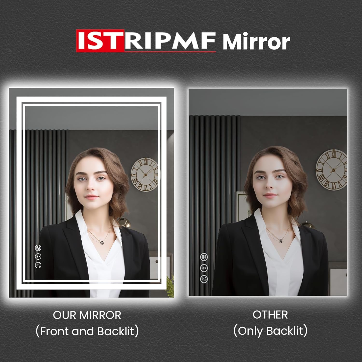 32 x 36 Inch LED Bathroom Mirror, Front Light and Backlit Anti-Fog Dimmable Memory Lighted Vanity Mirror, Shatterproof Wall-Mounted Led Mirror for Bathroom