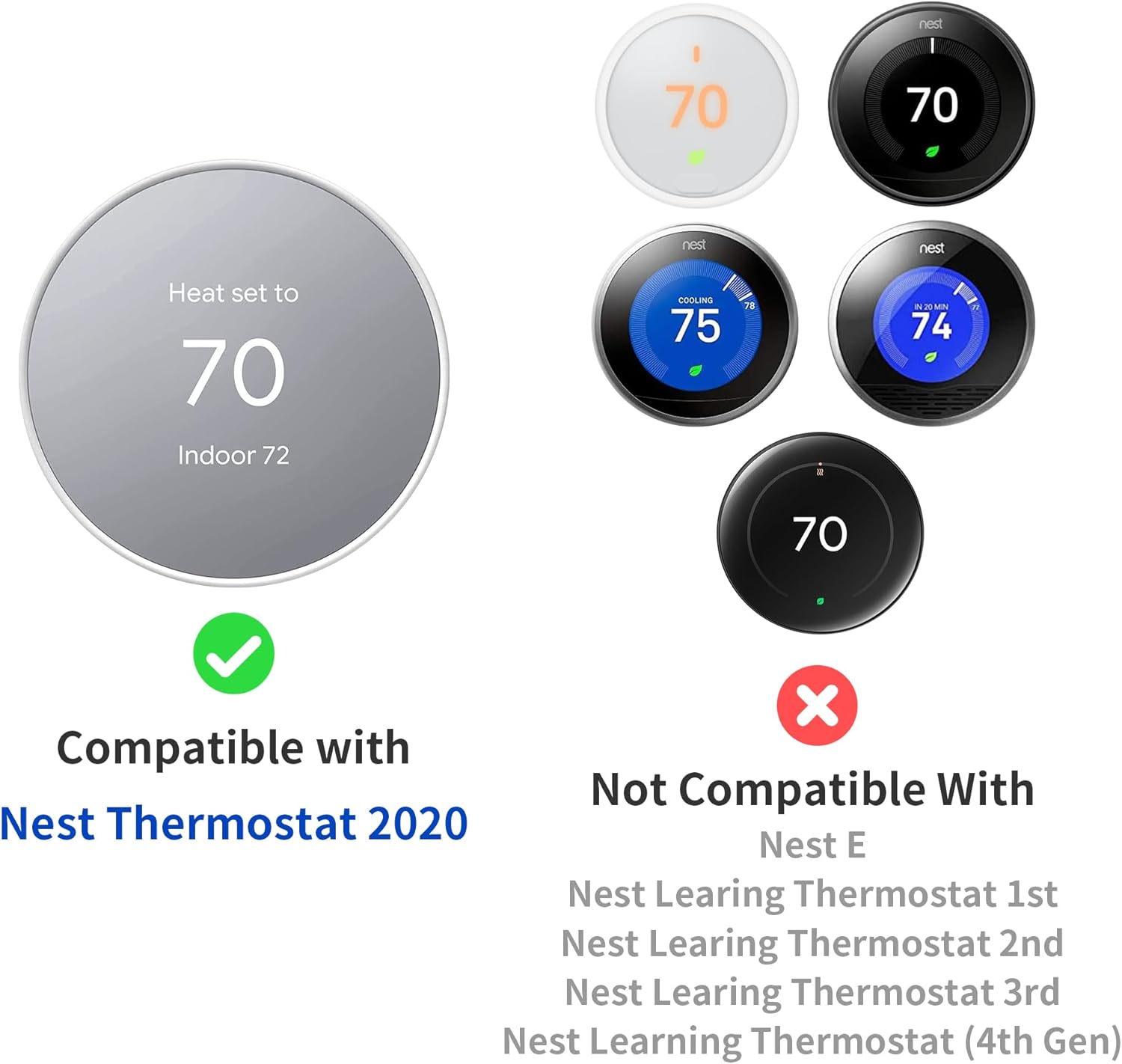 Petrichor Nest Thermostat Trim Kit - Compatible with Google Nest Thermostat 2020, Easy to Install - Snow