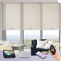 Graywind Motorized Light Filtering Shades Compatible with Alexa Google Rechargeable Remote Control Smart Blinds Automatic Window Shade with Valance for Home Office, Custom Size (Linen Beige)
