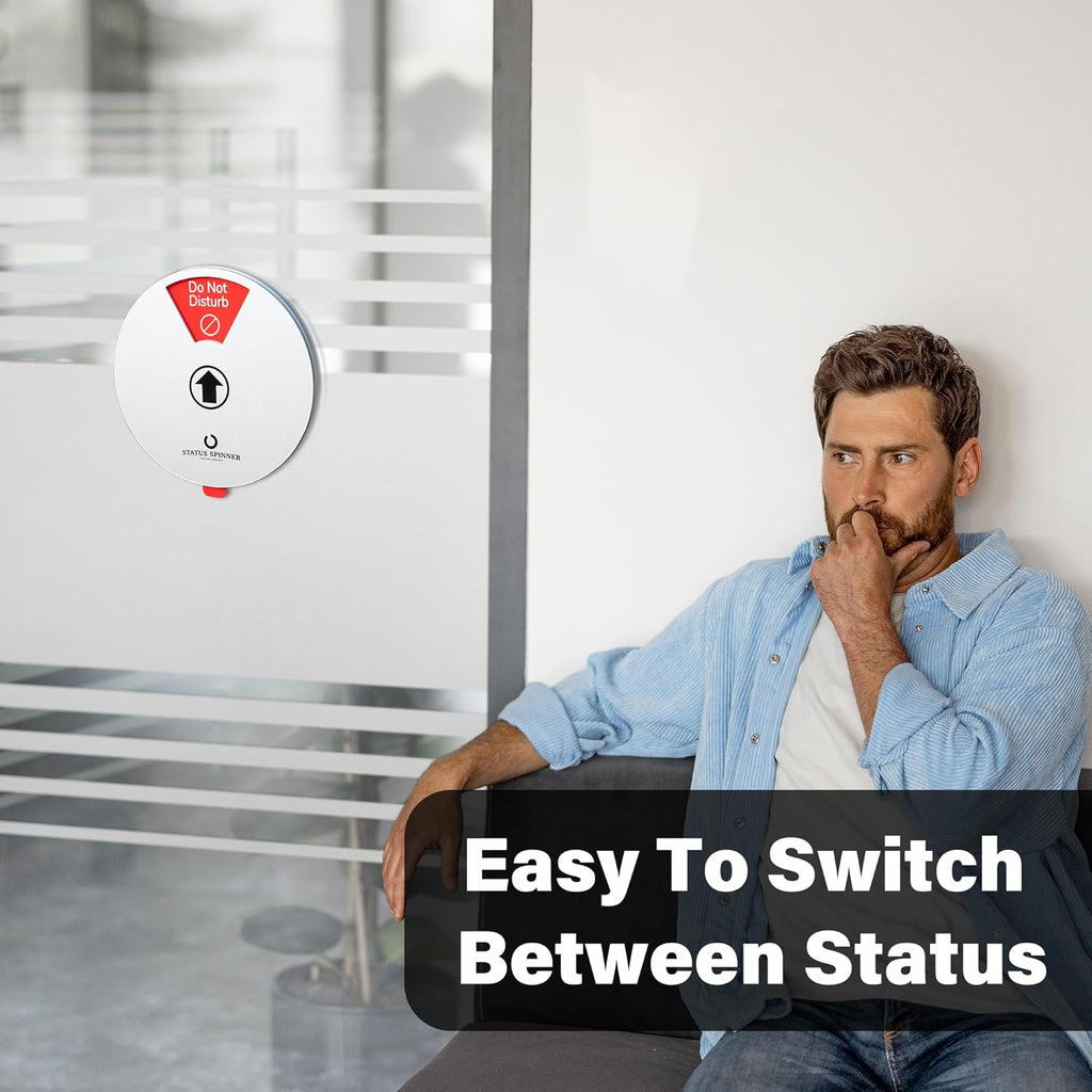 Office Door Signs: 6-in-1 Status Options Including Do Not Disturb, In A Meeting, Working Remotely, Out Of Office, Please Knock, Back Soon - Status Spinner Privacy Signs for Office and Home Use