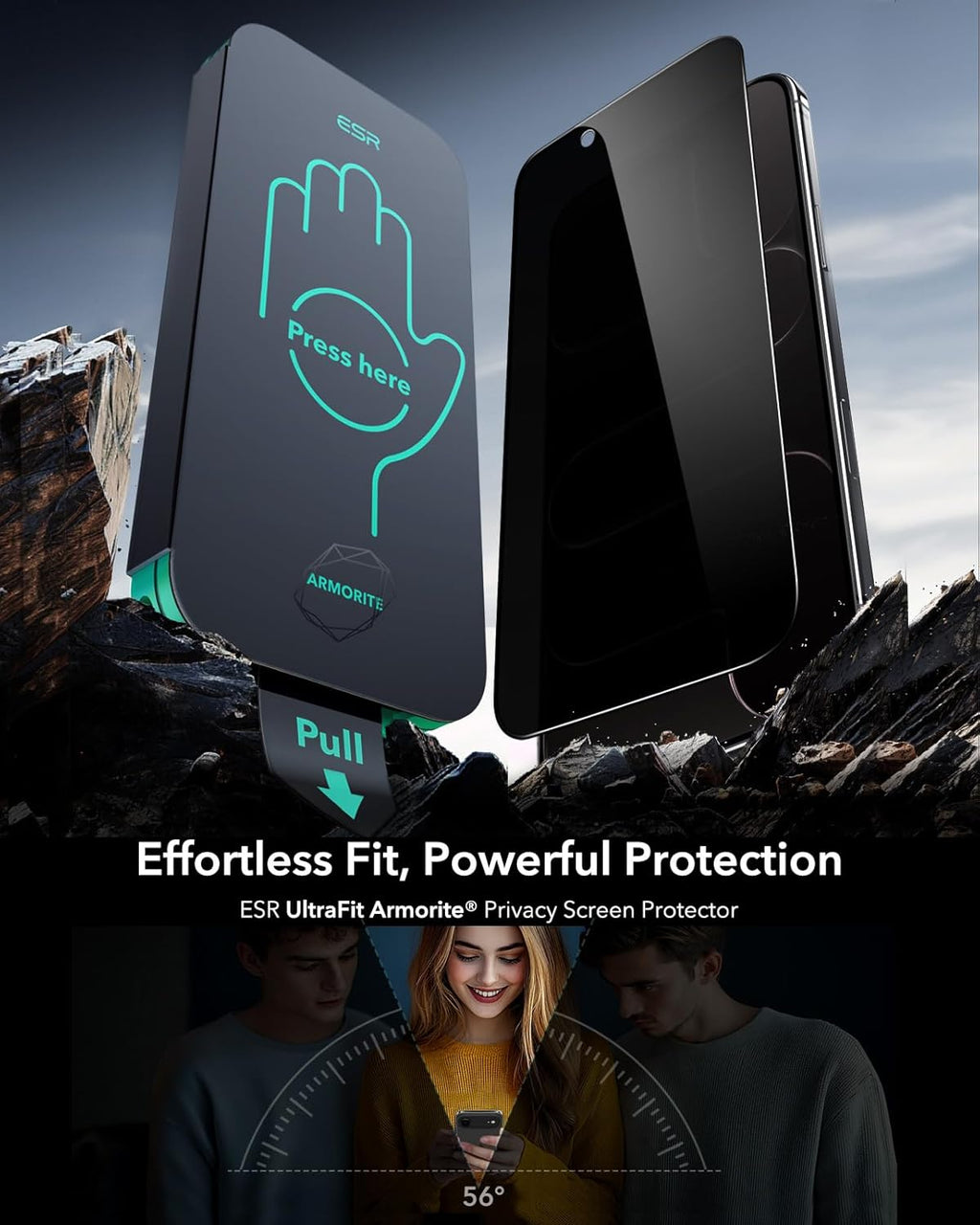 ESR 3 Pack 9H+ Glass for iPhone Air Privacy Screen Protector, [Military Grade Shatterproof & Highly Durable] Armorite Anti-spy Tempered Glass for iPhone 17 Air with UltraFit Tray