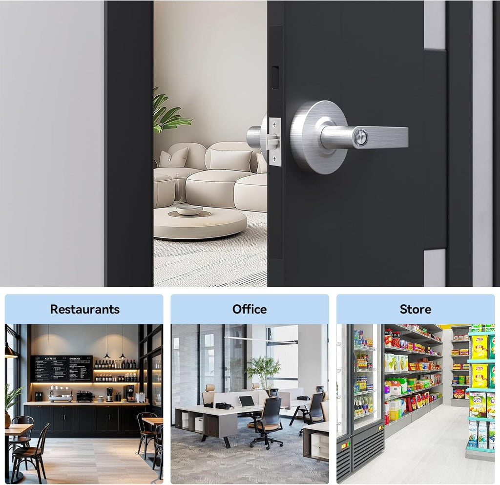 BSEED Passage Commercial Door Lever Lock, Heavy Duty Grade 2 Lever Handle, ADA Compliant, UL 3 Hour Fire Rated, Non-Handed, Satin Chrome Finish, 2-3/4" Backset for Hallway & Office Doors