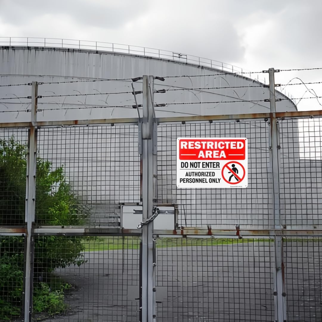 4 Pack Restricted Area Do Not Enter Authorized Personnel Only Sign, 10"x 7" .040 Rust Free Aluminum – Reflective, UV Protected and Weatherproof