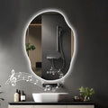 Irregular Led Bathroom Mirror with Bluetooth, 22 x 30 Inch Lighted Mirrors, Backlit Mirror with Anti-Fog, Memory Function, 3 Color Temperature, Dimmable Asymmetrical Led Mirror