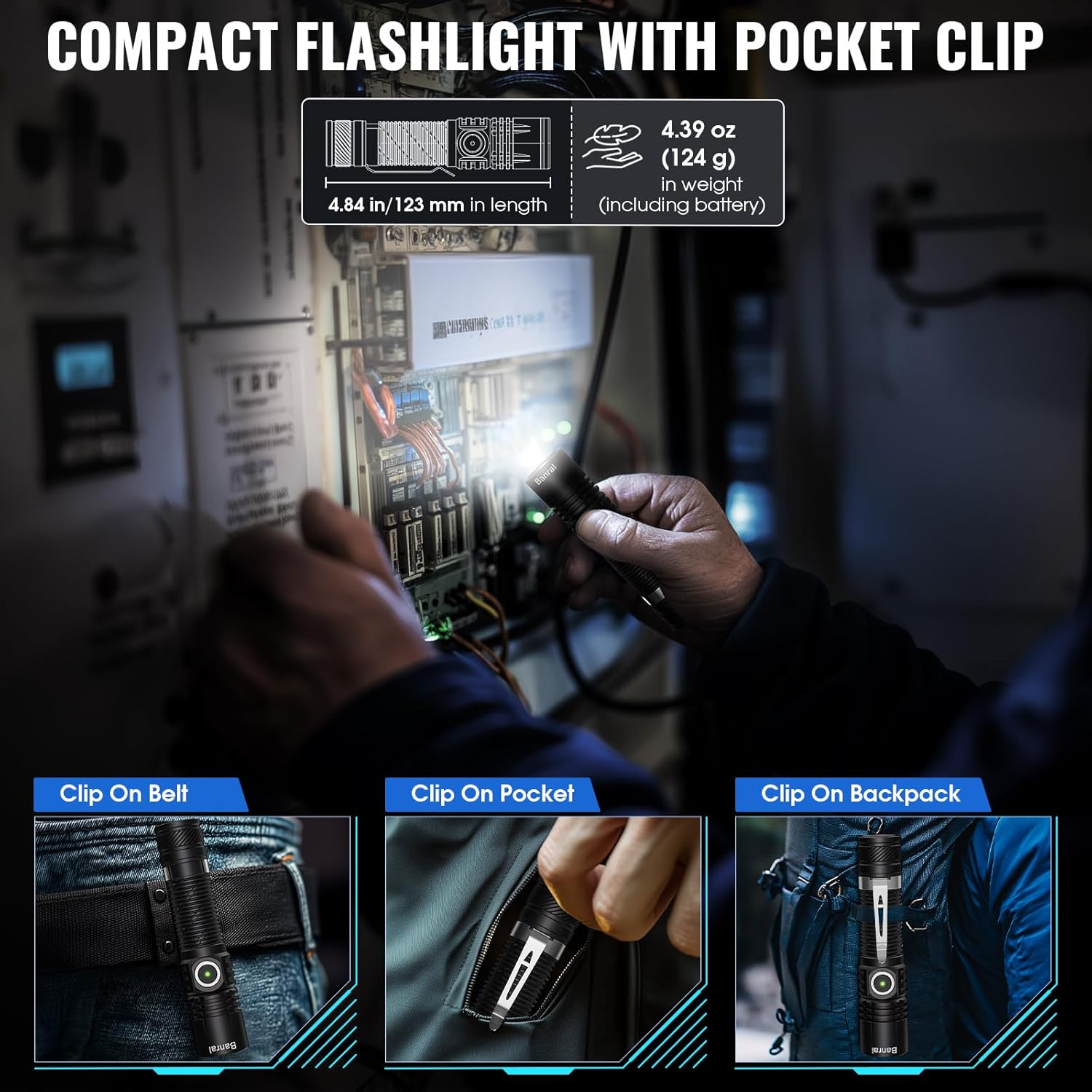 Rechargeable Tactical Flashlights, High Lumens Small Mini USB-C LED Flashlight, Compact EDC Flash Light, 4 Modes&Memory, Waterproof Pocket Lights for Home,Camping,Emergency,Stocking Stuffer for Men