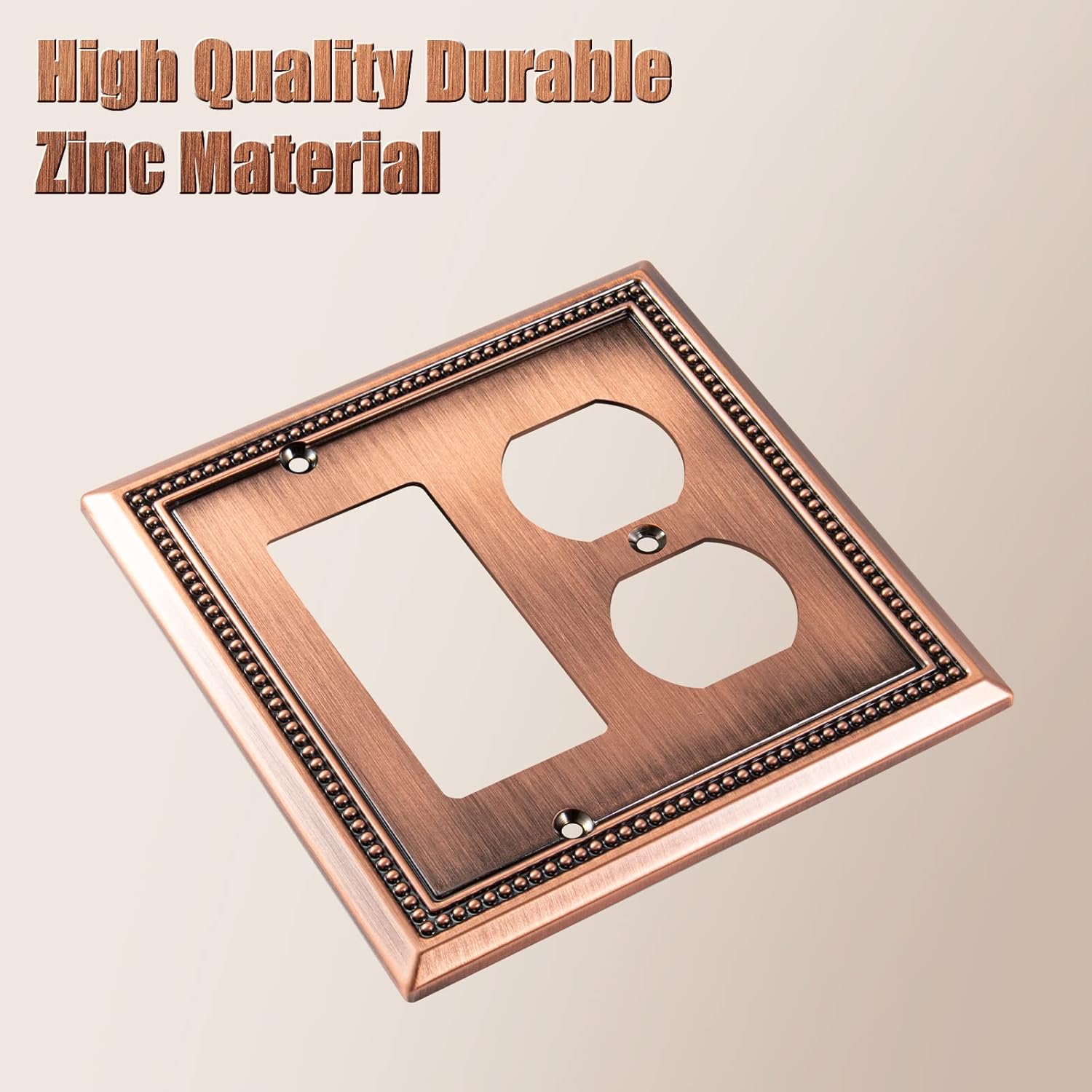 Henne Bery Sunken Pearls Heavy Duty Decorative Wall Plate Switch Plate Outlet Cover (Decorator/Duplex, Antique Copper)