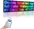Commercial P7 LED Sign Board: 40x11 Inch Waterproof Double-Sided Full-Color Display with USB & WiFi for Programmable Scrolling Messages, High-Brightness for Indoor/Outdoor All-Weather Use