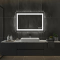 36 * 28inches LED Mirror, Smart Bathroom Mirror with Lights, Anti-Fog, Tempered Glass, 3 Colors Dimmable, Front and Backlit, CRI 90+, Wall Mounted, Memory